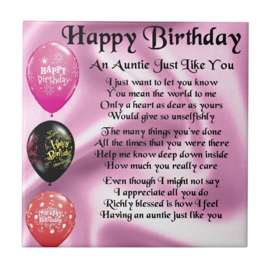 Auntie Poem - Happy Birthday Tegeltje (Voorkant)
