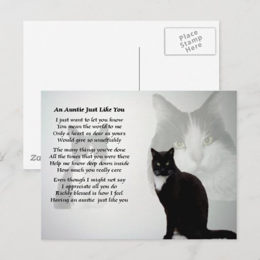 Auntie Poem - Kat ontwerp Briefkaart (Voorkant / Achterkant)