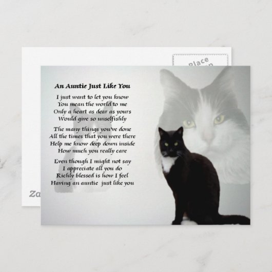 Auntie Poem - Kat ontwerp Briefkaart (Voorkant / Achterkant)