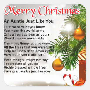 Auntie Poem - kerstontwerp Vierkante Sticker