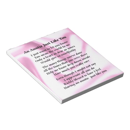 Auntie Poem Roze zijde Notitieblok (Schuin)