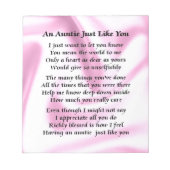 Auntie Poem Roze zijde Notitieblok (Voorkant)