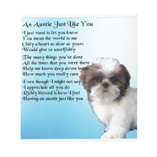 Auntie Poem - Shih Tzu Dog-ontwerp Notitieblok (Voorkant)