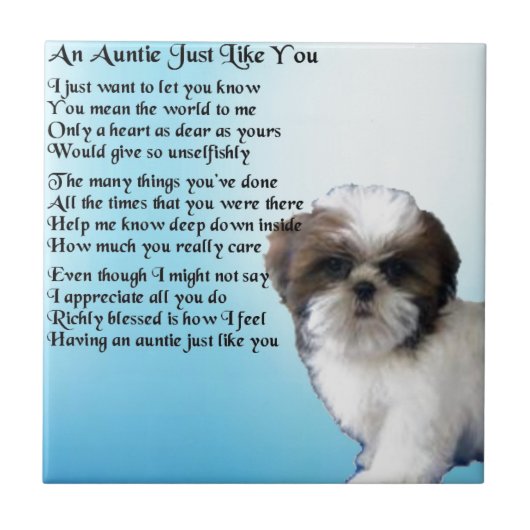 Auntie Poem - Shih Tzu Dog-ontwerp Tegeltje (Voorkant)