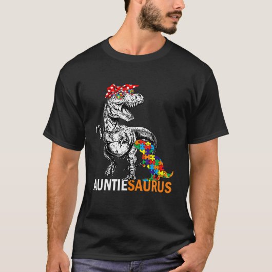 Auntie Saurus Auntsaurus Autisme Awareness T-shirt (Voorkant)