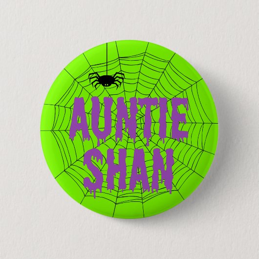 Auntie Shan Green Driving Font Spider Web Button (Voorkant)