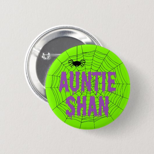 Auntie Shan Green Driving Font Spider Web Button (Voorkant /achterkant)