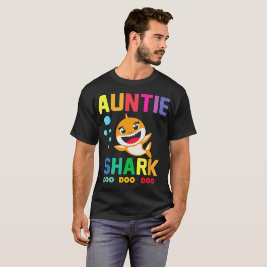 Auntie Shark Auntie Shark Lover Familie Moeder Da T-shirt (Voorkant volledig)