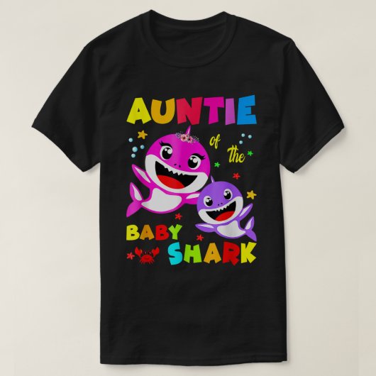 Auntie Shark Birthday Auntie Shark T - shirts Fami (Design voorkant)