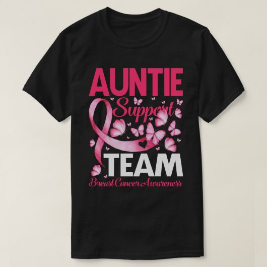 AUNTIE Support Team gift Borstkanker T-shirt (Design voorkant)