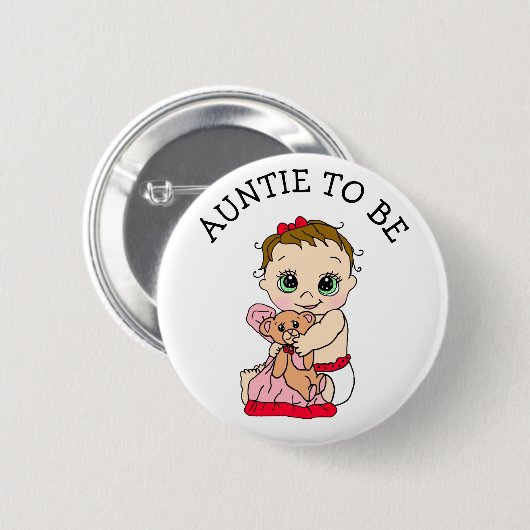 Auntie to be Girl's Baby shower Button (Voorkant /achterkant)