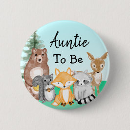 Auntie To be Woodland creëert Baby shower Ronde Button 5,7 Cm