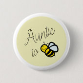 Auntie tot Baby shower Gele Button (Voorkant)