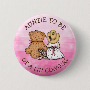 Auntie tot Baby shower van een Lil' Cowgirl Ronde Button 5,7 Cm