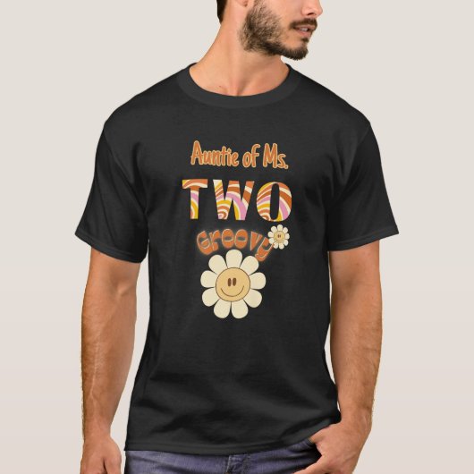 Auntie Two Groovy 2 Birthday Toddler Hippie Retro  T-shirt (Voorkant)
