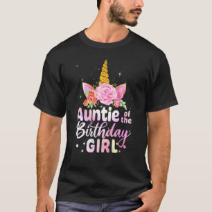 Auntie van de bruidsmeisjes kletst unicorn Floral  T-shirt