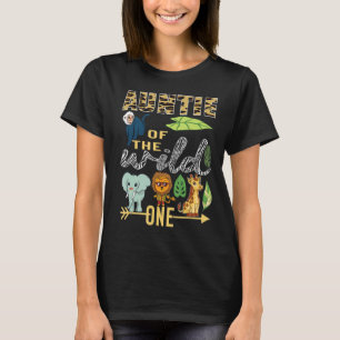 Auntie van de wilde dierentuin 1 St. Birthday Safa T-shirt