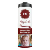 Auntie voegt foto's toe, collage, witte burgundy thermosbeker (Voorkant)