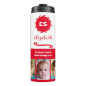 Auntie voegt wit rood van de naamfoto collage toe thermosbeker (Voorkant)