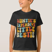 Auntie's Expensive Little Ie, Funny New Aunt Nephe T-shirt (Voorkant)