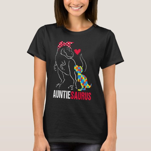 Auntiesaurus Rex Dinosaur Auntie Saurus Autism Awa T-shirt (Voorkant)