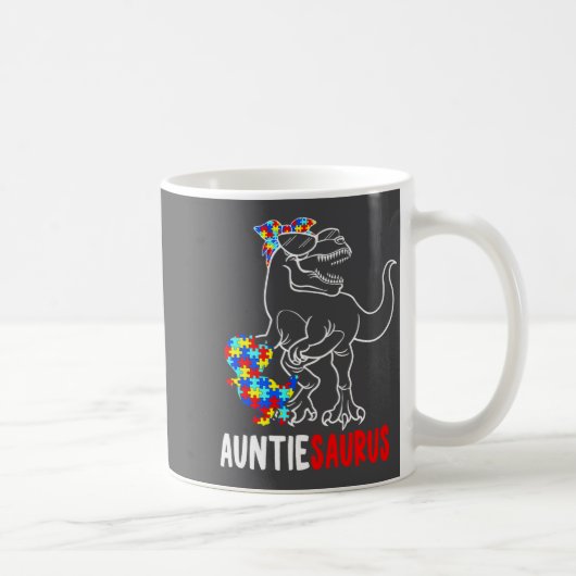 Auntiesaurus T Rex Dinosaur Autism Awareness Aunti Koffiemok (Rechts)