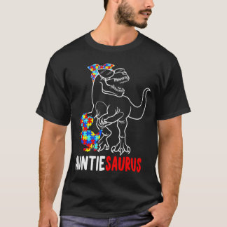 Auntiesaurus T Rex Dinosaur Autisme Bewustzijn Tan T-shirt