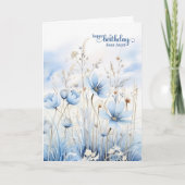 Aunt's Birthday Blue Watercolor Wildflowers Kaart (Voorkant)