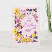 Aunty Birthday Flower Lijst Card Kaart (Voorkant)