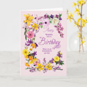 Aunty Birthday Flower Lijst Card Kaart (Gele Bloem)