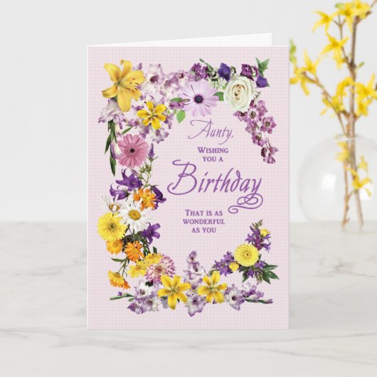 Aunty Birthday Flower Lijst Card Kaart (Gele Bloem)