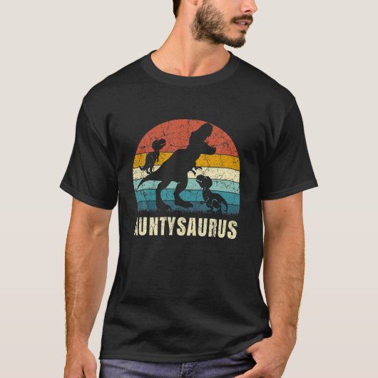 Aunty Dinosaur Auntysaurus 2 Twee Kinder Dochter T-shirt (Voorkant)