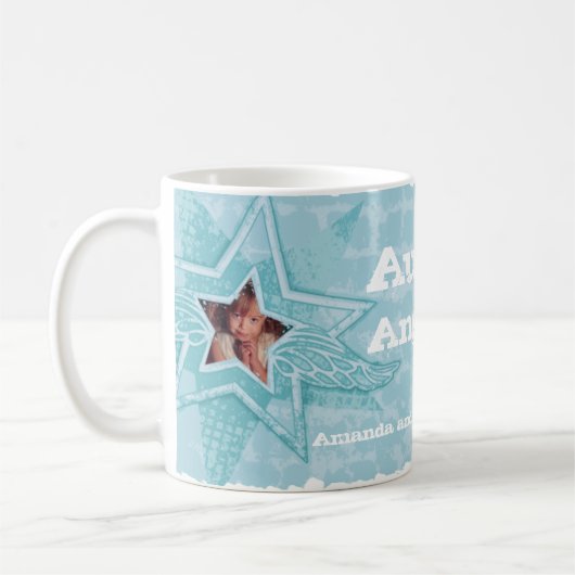 Aunty's engelen in sterren ijsblauwe mok (Links)