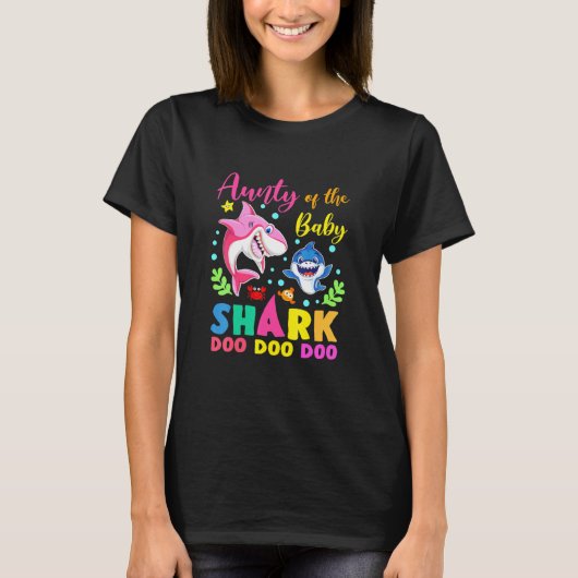 Aunty's van de geboorte jongen Shark Pink Blue Doo T-shirt (Voorkant)