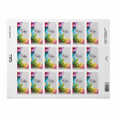 Auqarell Blumen bunt Etiket (Full Sheet)