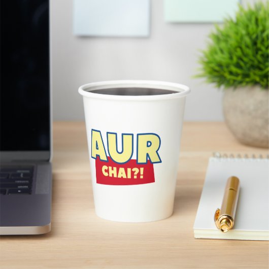 Aur Chai Humor Party Cups, Funny Chai Tea Pun Papieren Bekers (Insitu)
