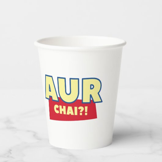 Aur Chai Humor Party Cups, Funny Chai Tea Pun Papieren Bekers (Voorkant)