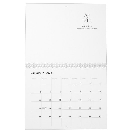 Aura11 gelooft in je vibes kalender (Jan 2026)