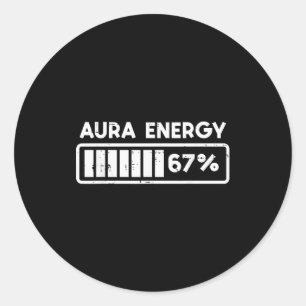 Aura Energie 67 Grappig Nummer 6 7 Meme Kinderen J Ronde Sticker