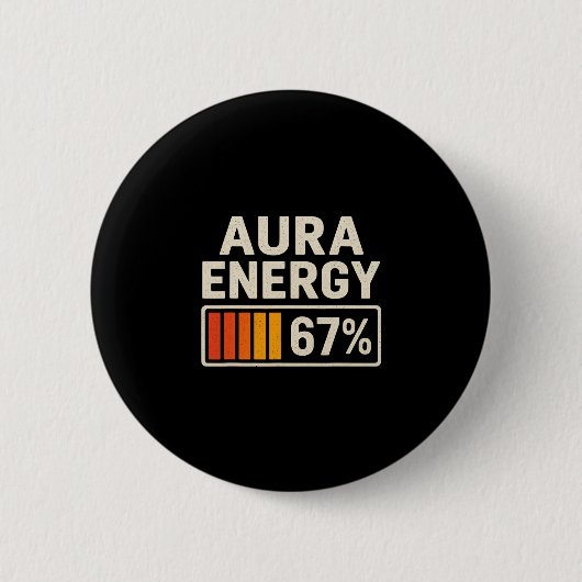 Aura Energie 67 Meme Grappig Gen Alpha Jargon Retr Ronde Button 5,7 Cm (Voorkant)