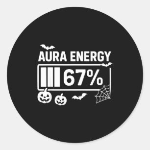Aura energie 67 procent 6 7 meme halloween  ronde sticker
