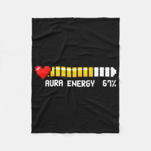 Aura Energie 67 Procent Meme Gamer Retro Videospel Fleece Deken