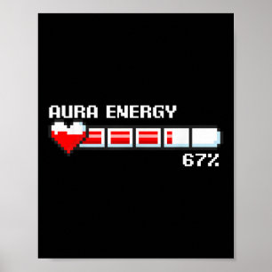 Aura Energie 67 Procent Meme Gamer Retro Videospel Poster