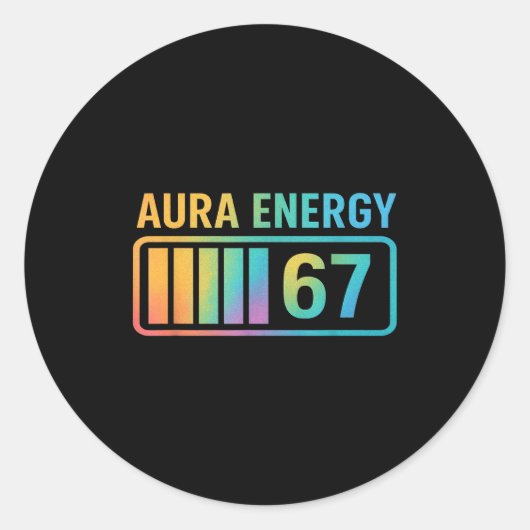 Aura Energy 67 Gen Alpha 6 7 Meme Infinite Rizz St Ronde Sticker (Voorkant)