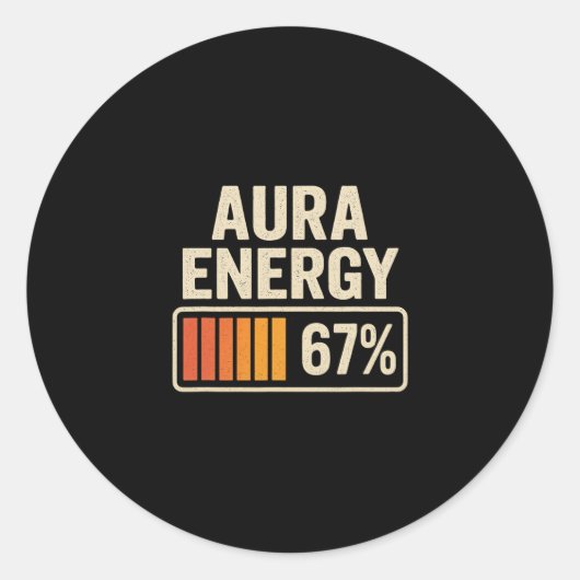 Aura Energy 67 Meme Funny Gen Alpha Slang Retro Vi Ronde Sticker (Voorkant)