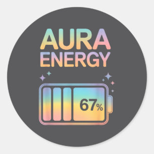 Aura Energy 67 procent batterij Ronde Sticker