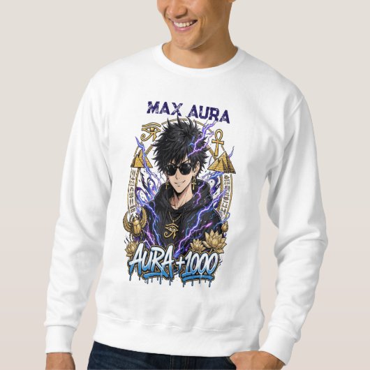 Aura Farming Anime Sweatshirt - Max Aura +1000 (Voorkant)