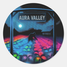 Aura Farming kleurrijke vallei Ronde Sticker