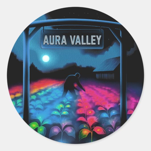 Aura Farming kleurrijke vallei Ronde Sticker (Voorkant)