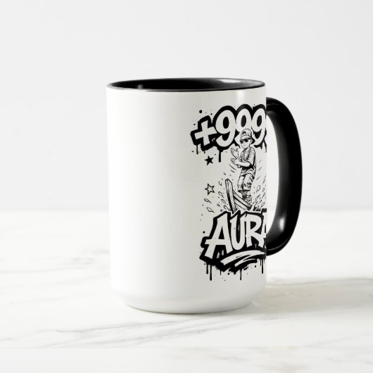 Aura Farming Plus 9999 Boot Kind Meme Mok (Voorkant rechts)